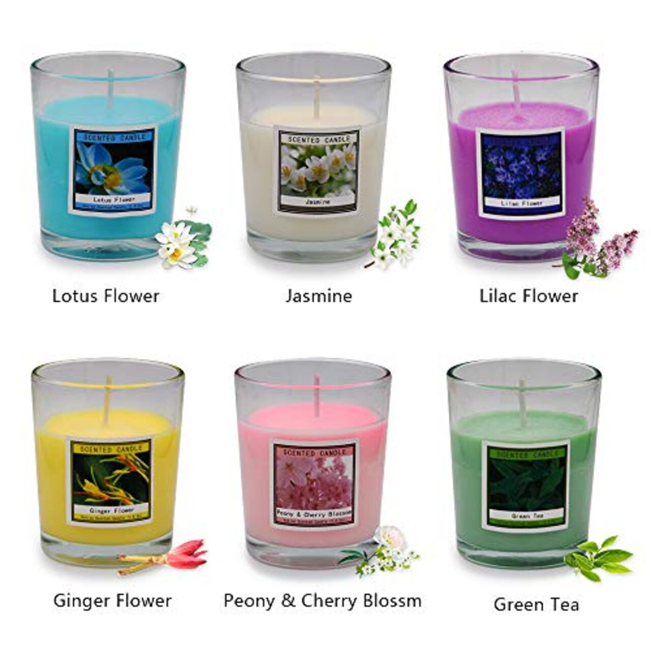 12 Pack Scented Candles with 6 Fragrance, Natural Soy Wax Glass Votive Candles for Home Scented and Stress Relief, Christmas Thanksgiving Return Gift for Women/Girl